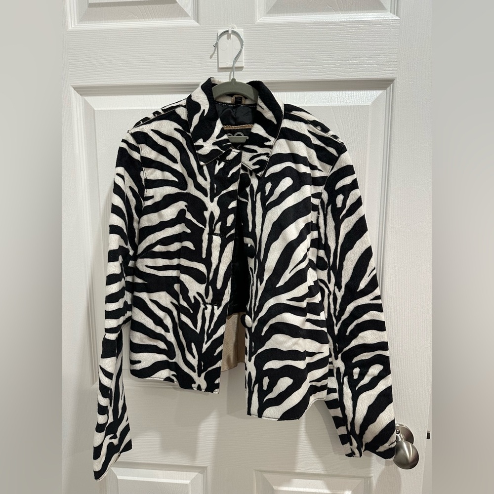 Genuine Leather Vintage Zebra Print Jacket - S